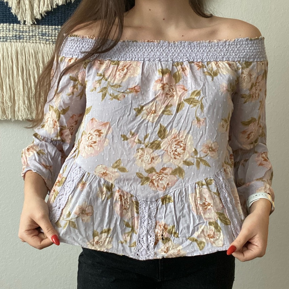 American Eagle Off the Shoulder Floral Top